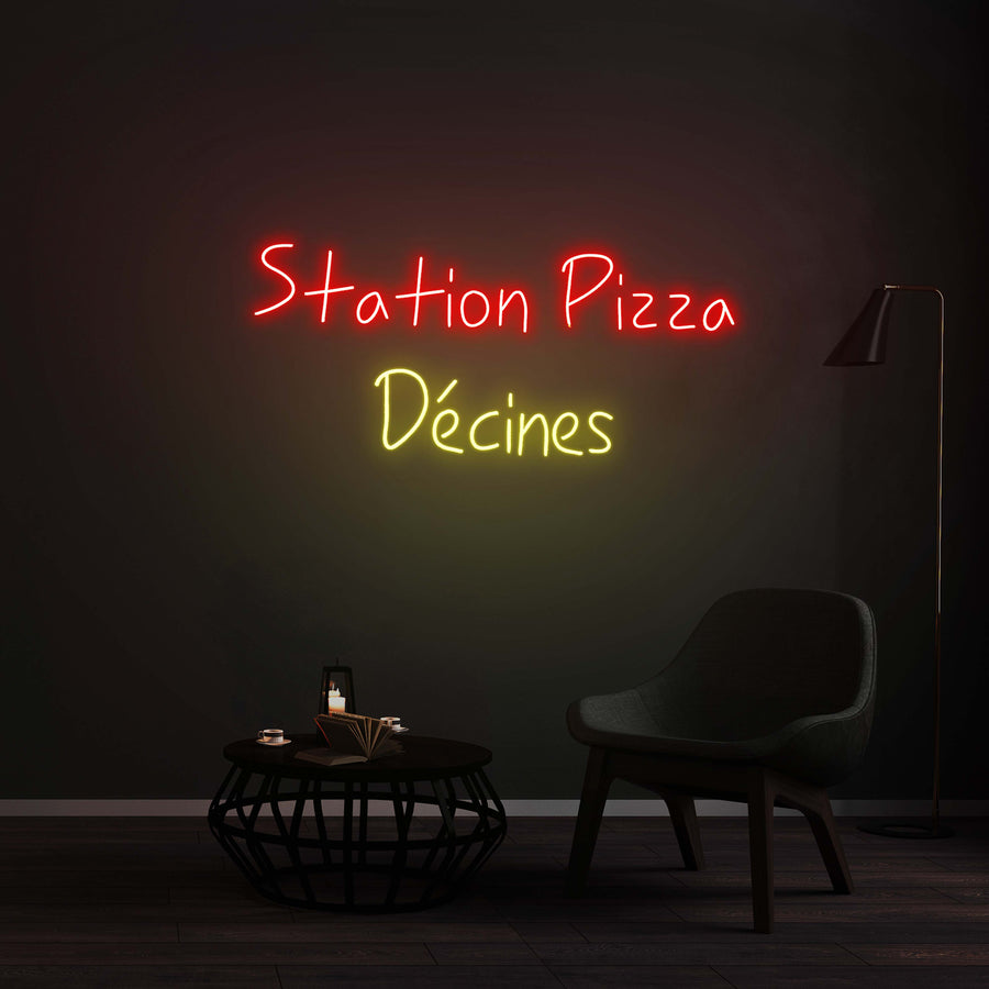 Personnalisation Enseigne LED Néon -Station Pizza Décines