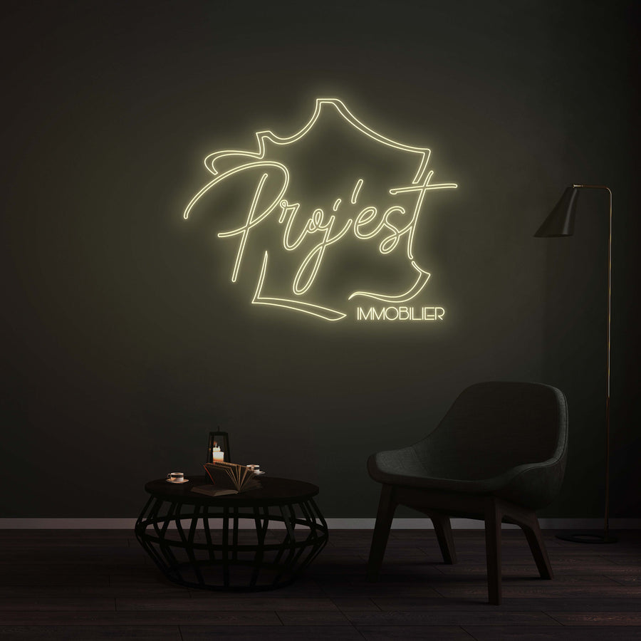 Personnalisation Enseigne LED Néon - Proj'est IMMOBILIER