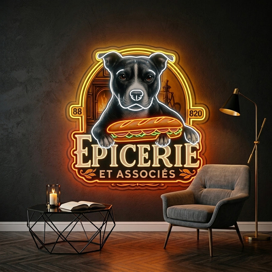 Personnalisation Enseigne LED Néon - Epicerie with Dog