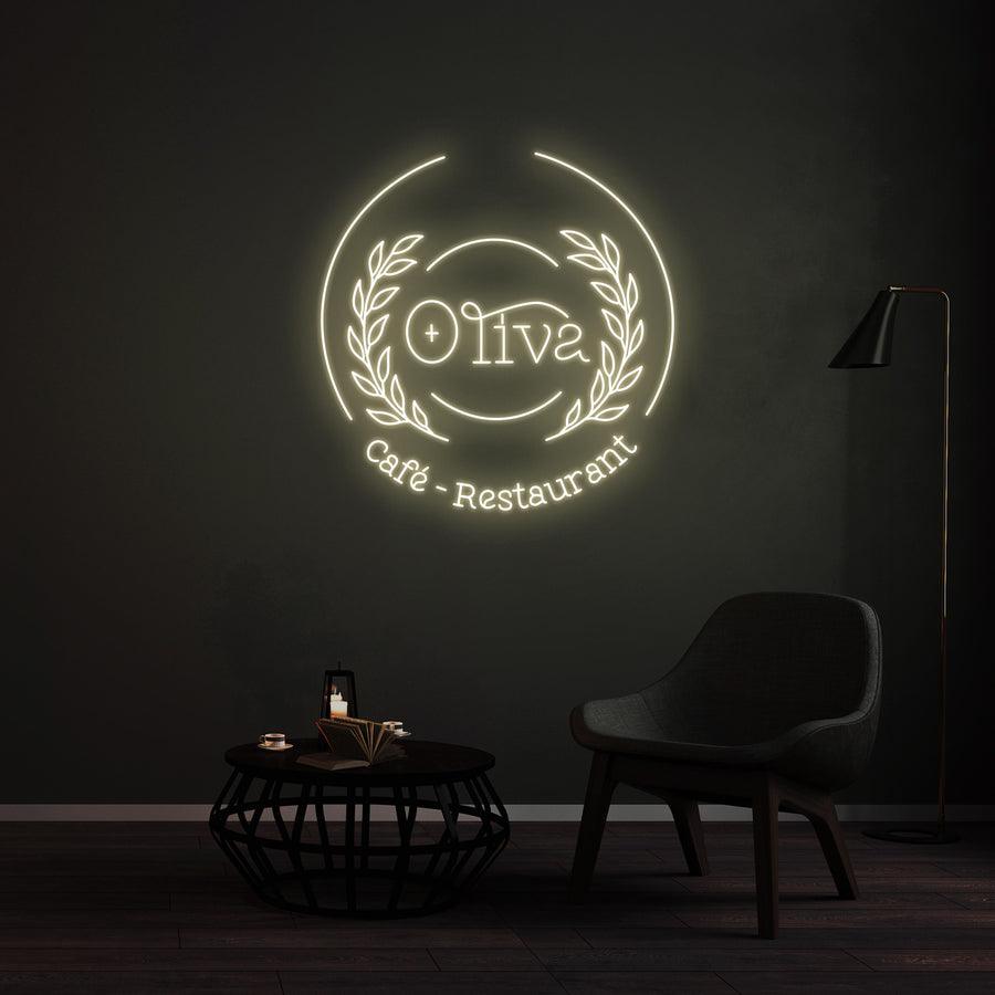 Personnalisation Enseigne LED Néon - Oliva Café - Restaurant