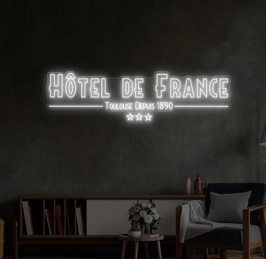 Enseigne LED Néon Personnalisée Hôtel de France