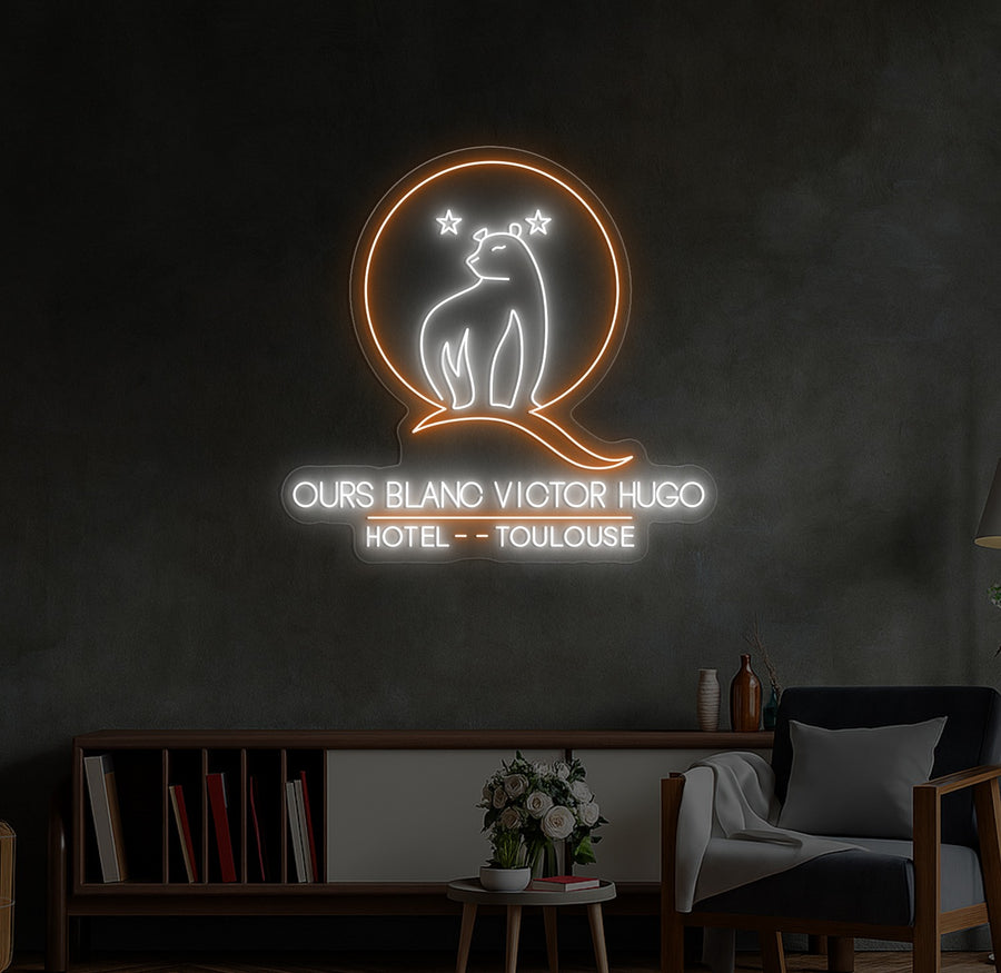 Enseigne LED Néon Personnalisée Hôtel Ours Blanc