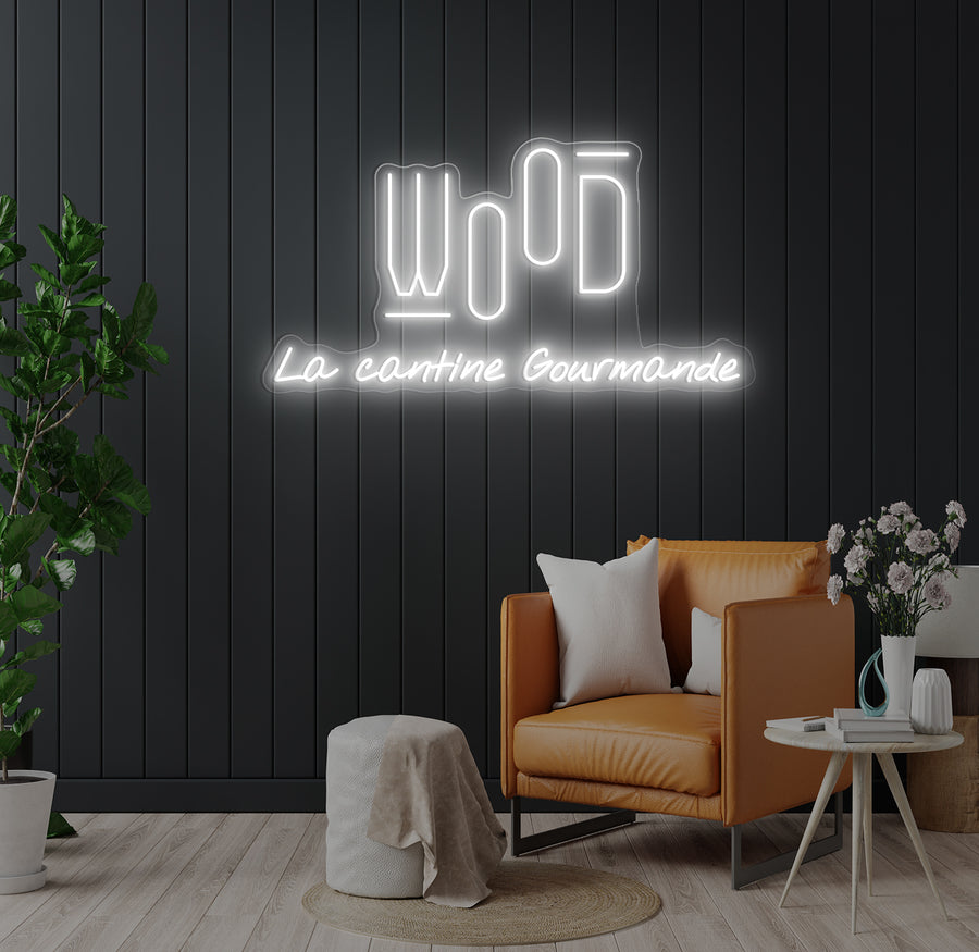 Enseigne LED Néon Personnalisée Wood la cantine