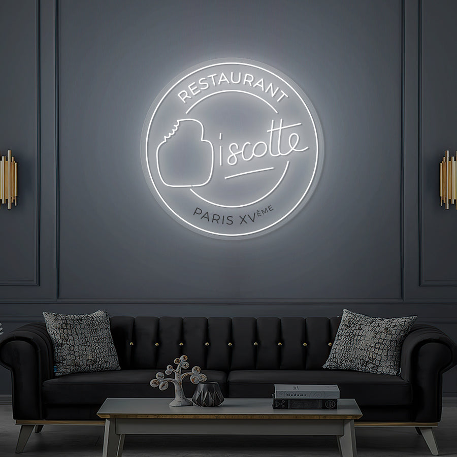 Enseigne LED Néon Personnalisée -Restaurant Biscotte
