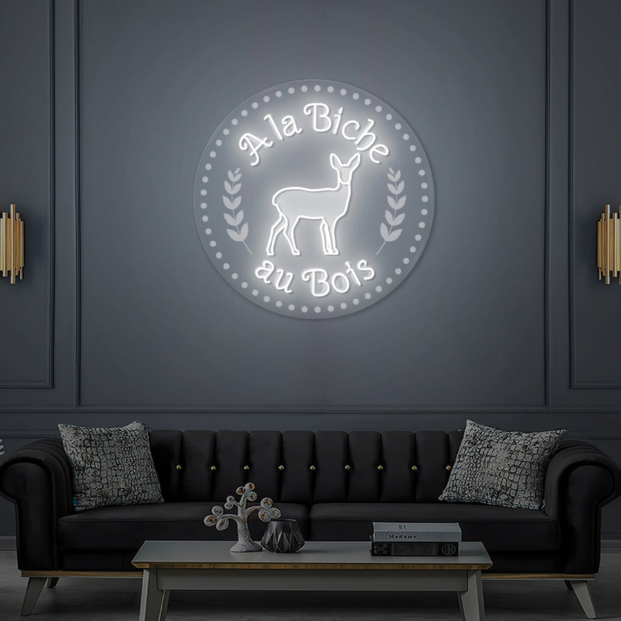 Enseigne LED Néon Personnalisée -À la Biche au Bois
