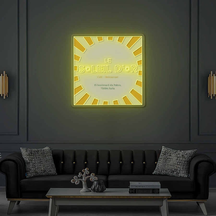 Enseigne LED Néon Personnalisée Le Soleil d'Or