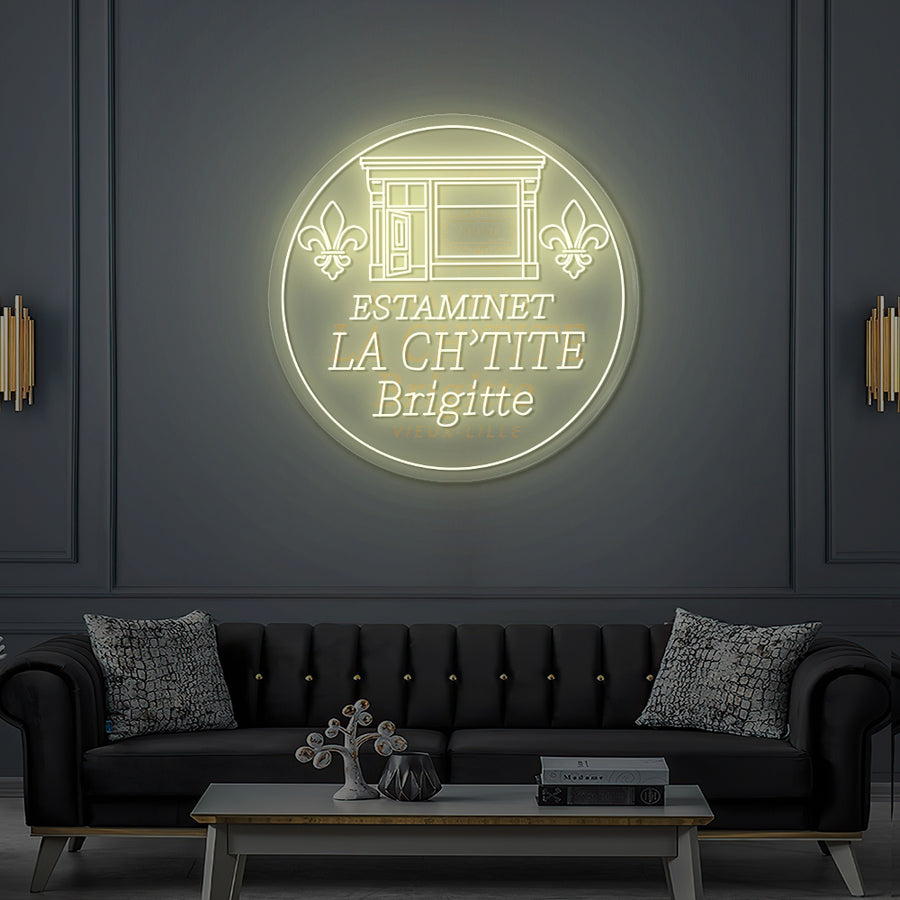 Enseigne LED Néon Personnalisée Estaminet La CH’TITE BRIGITTE