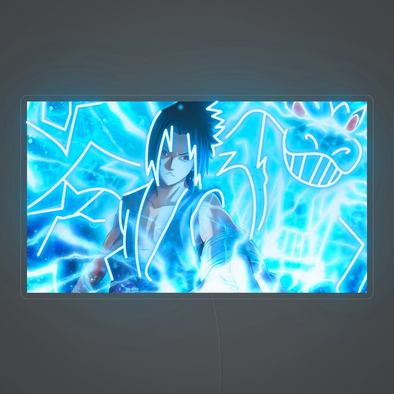Déchaînez le Sharingan avec le Tableau Néon Sasuke Uchiha Naruto de Lumicorne
