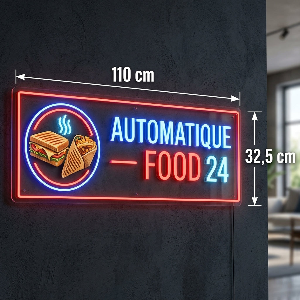 Automatique food 24 - Enseigne néon LED personnalisé