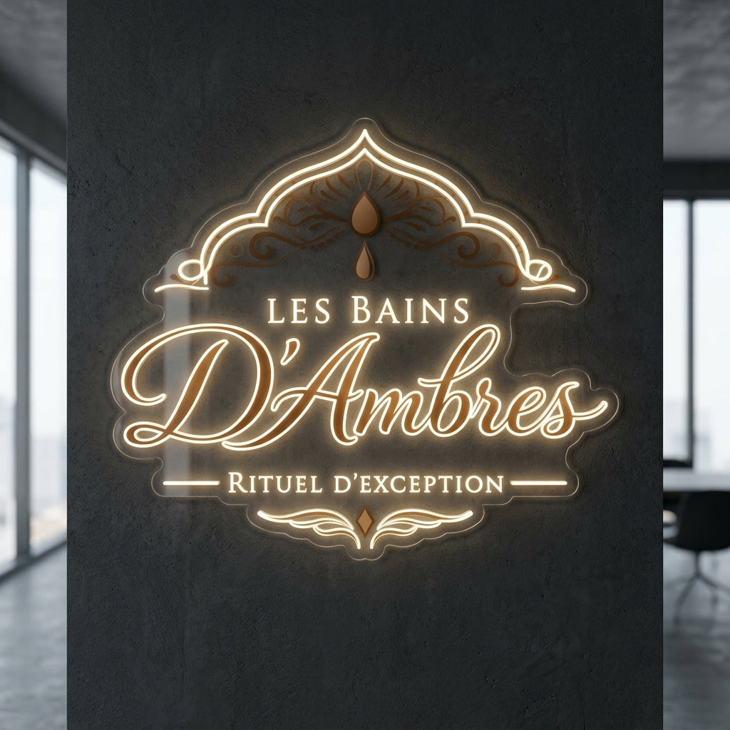 Les bains d’ambre - Enseigne néon LED personnalisé