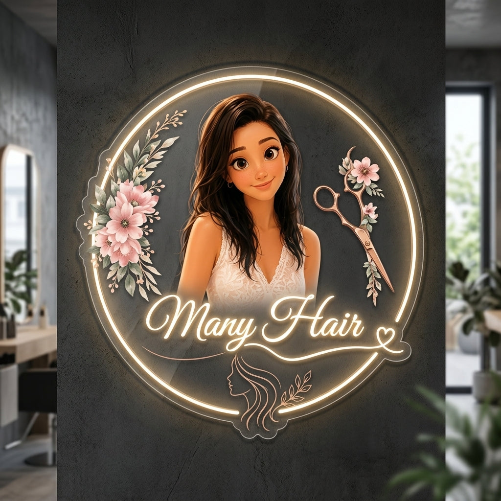 Many Hair - Enseigne néon LED personnalisé · Waterproof
