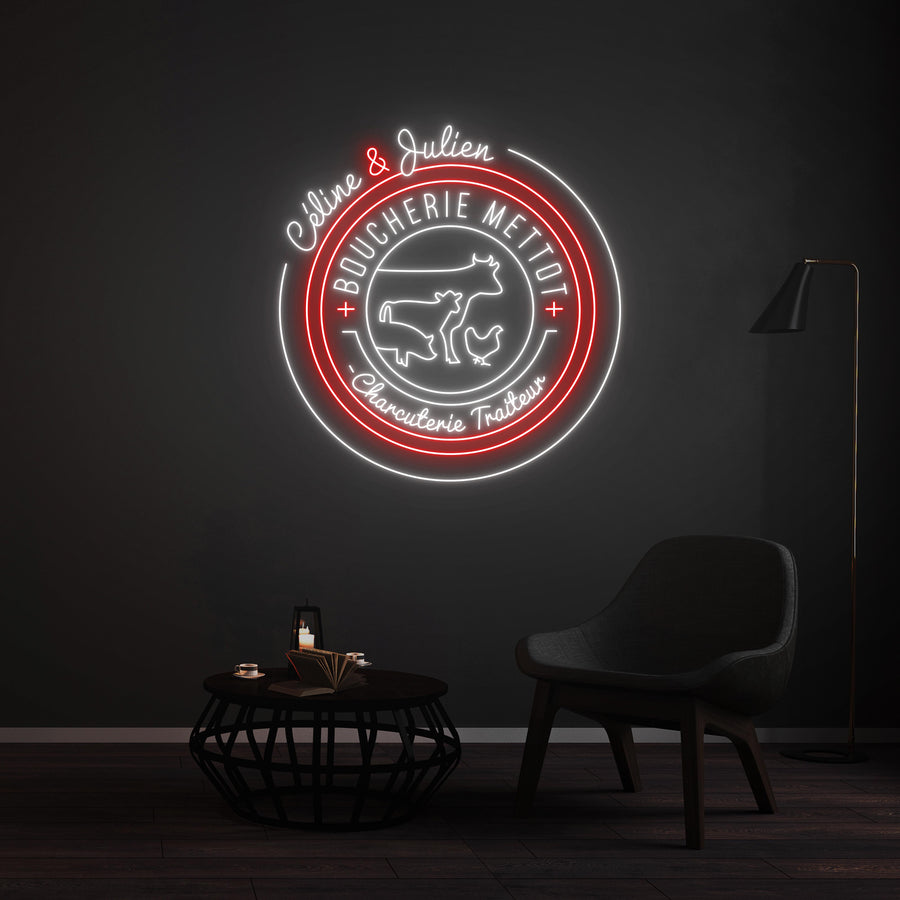 Personnalisation Enseigne LED Néon -BOUCHERIE METTOT
