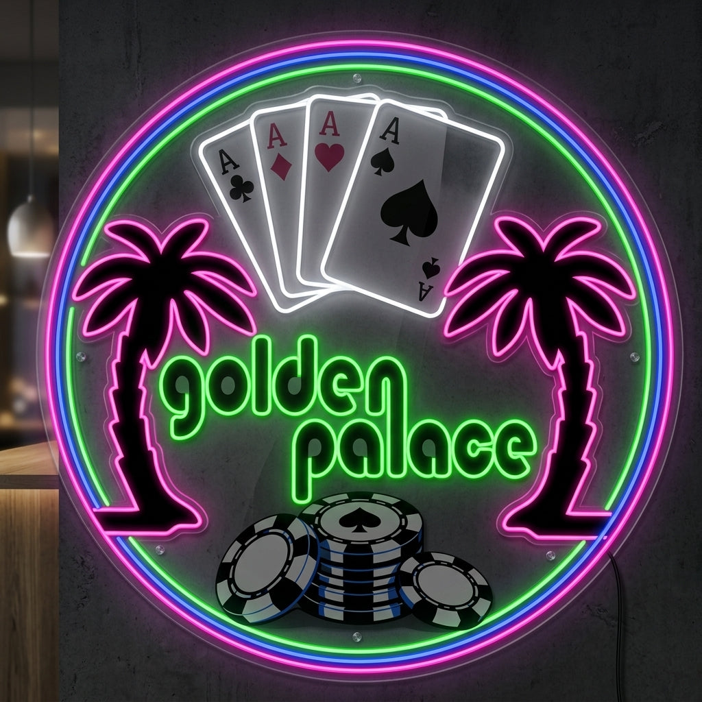 Golden palace - Enseigne néon LED personnalisé