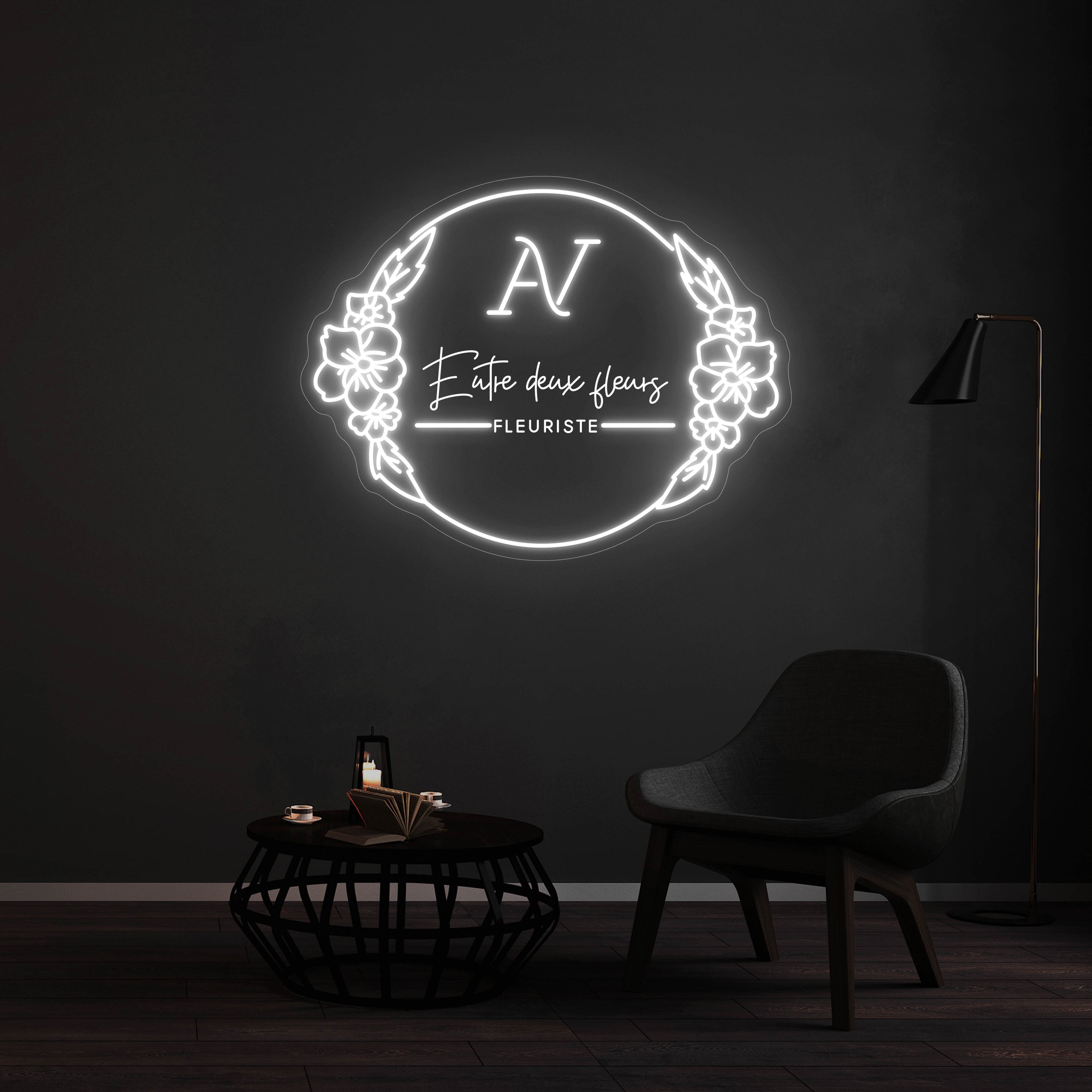 LED Neon Lights Between 2 Flowers