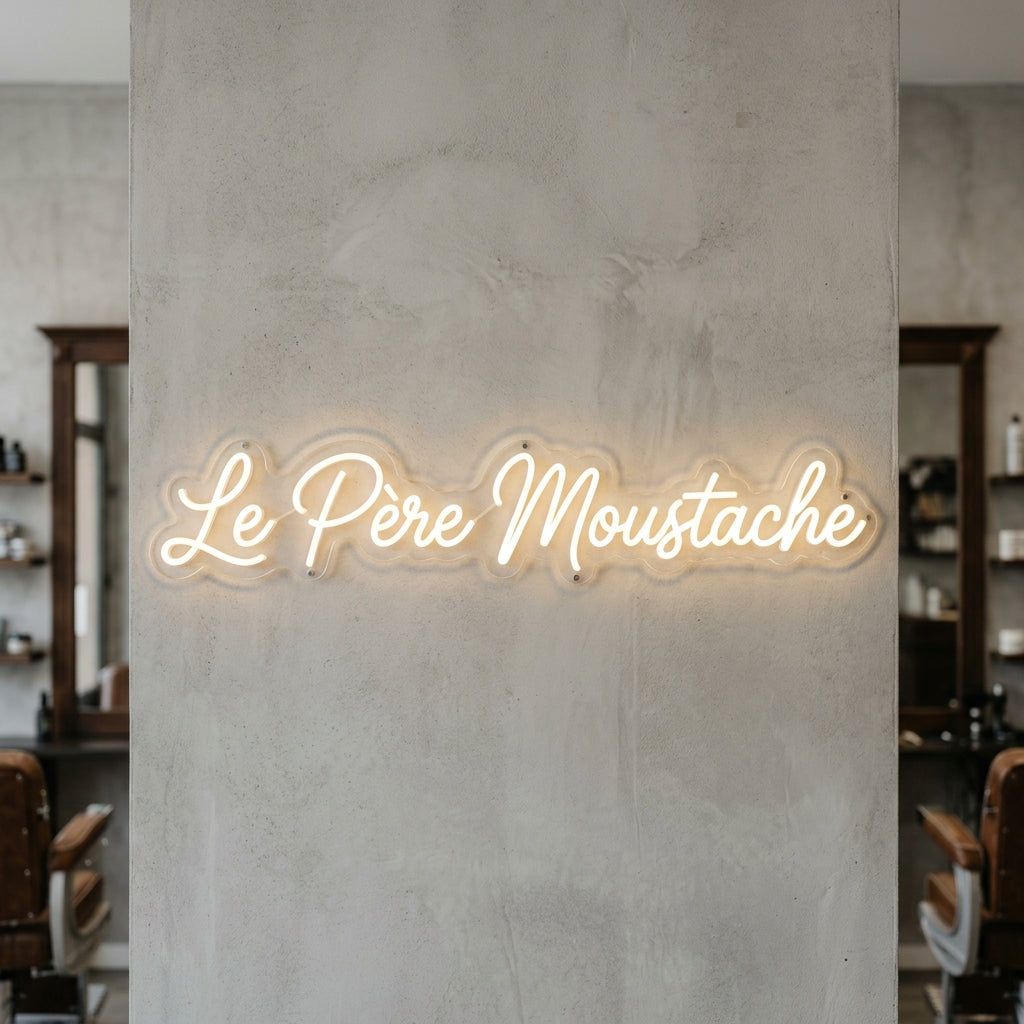 Le Père Moustache - Enseigne néon LED personnalisé