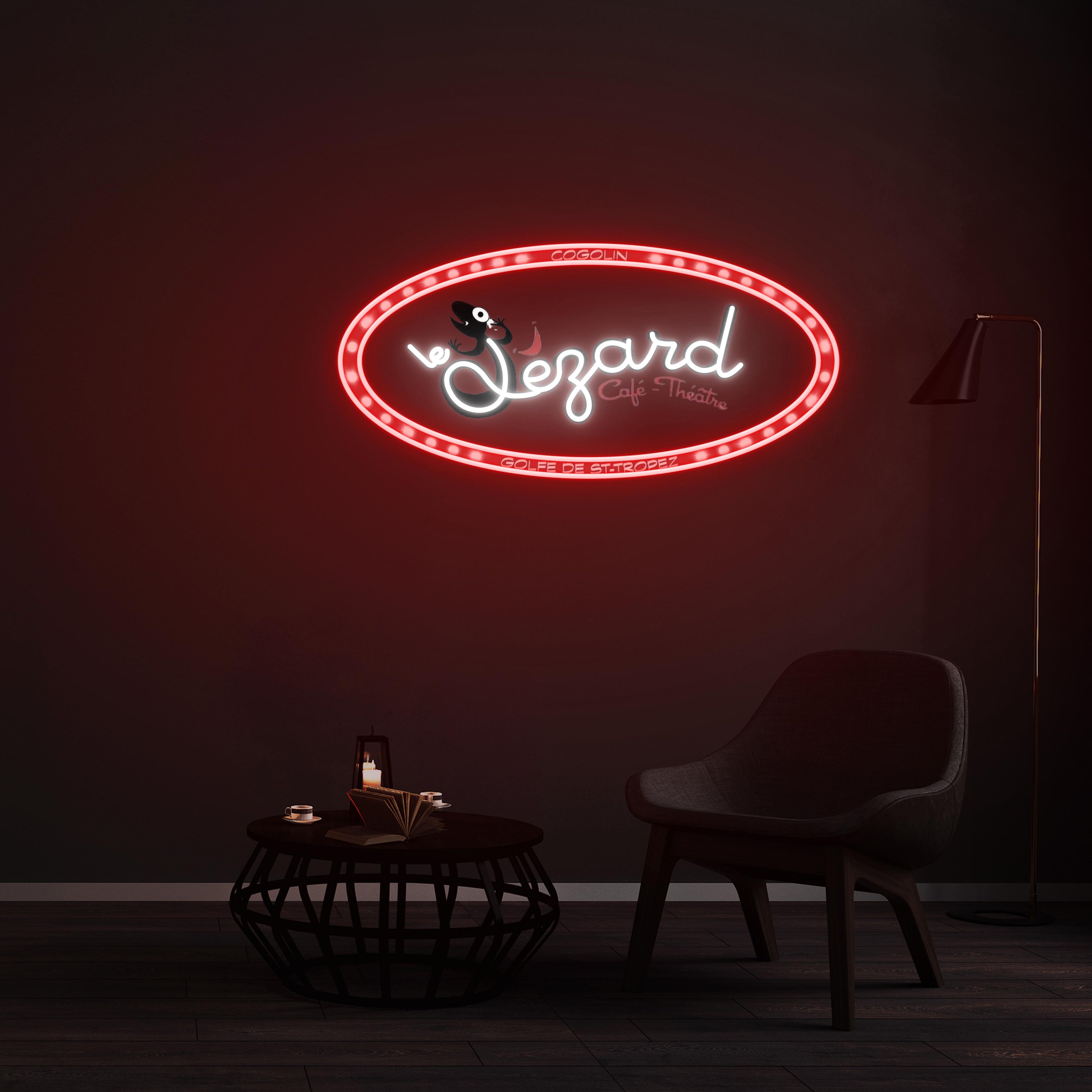 Personnalisation Enseigne LED Néon -Lezard Café Théâtre