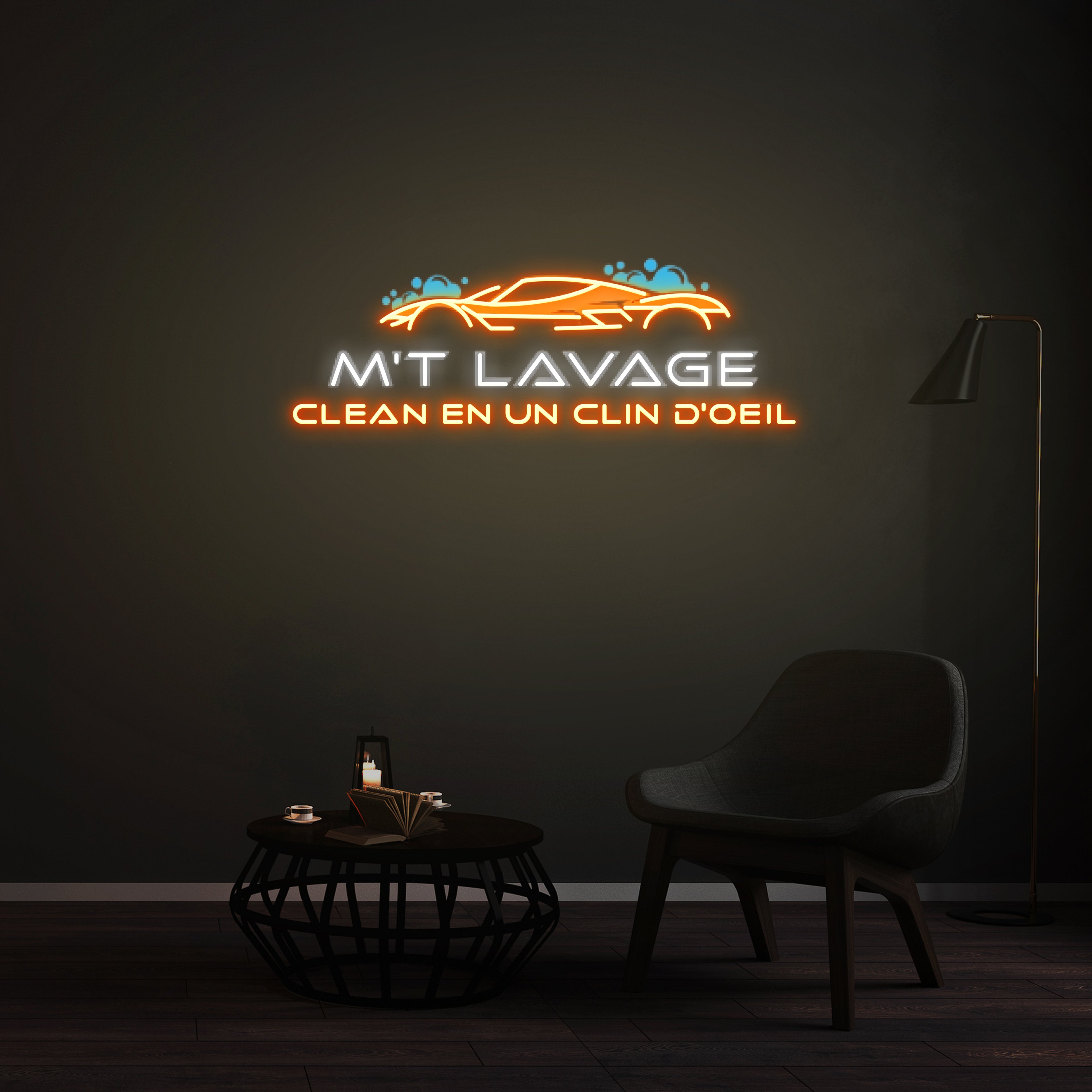 Personnalisation Enseigne LED Néon - M'T Lavage