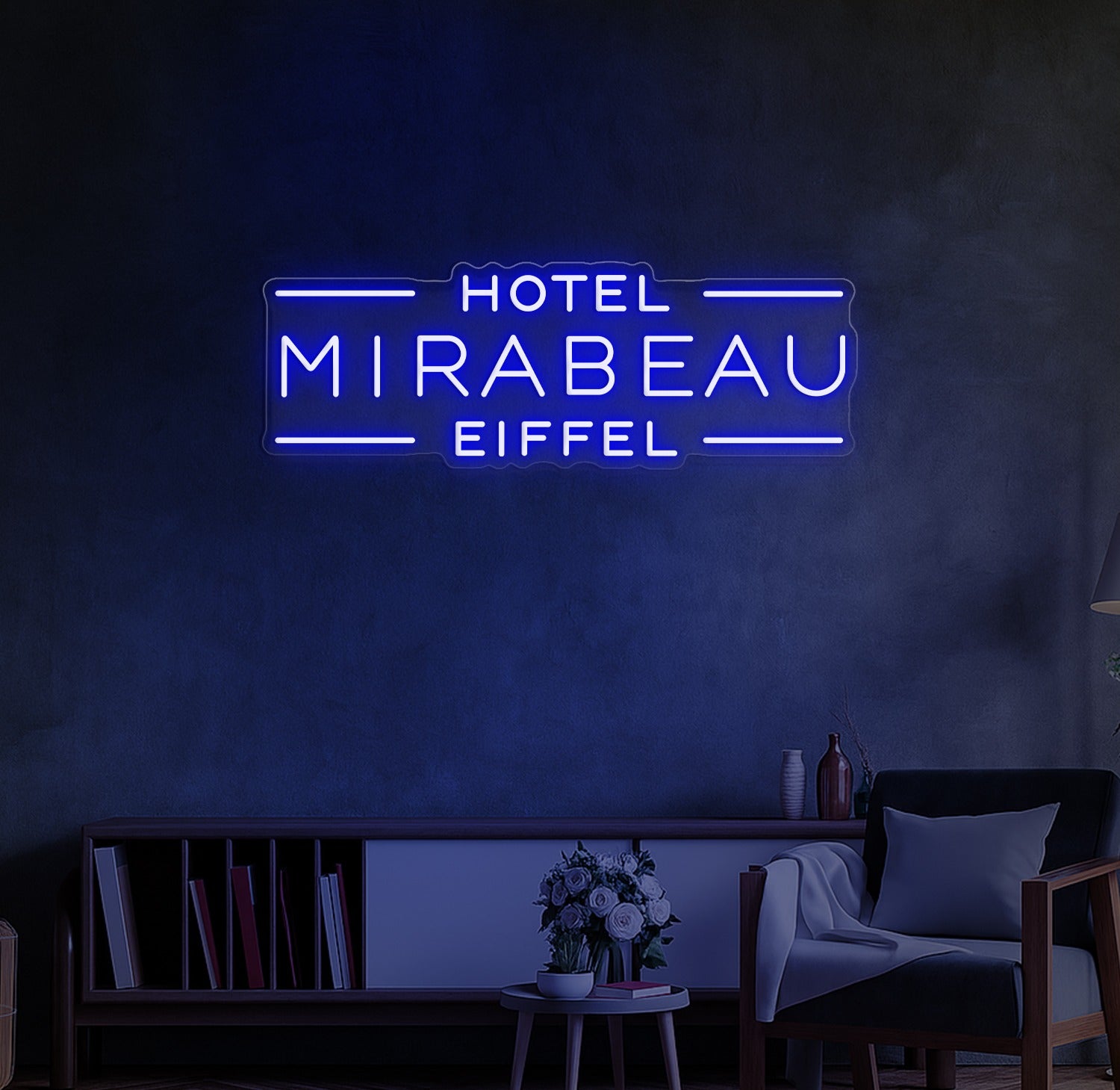 Enseigne LED Néon Personnalisée Hôtel Mirabeau Eiffel
