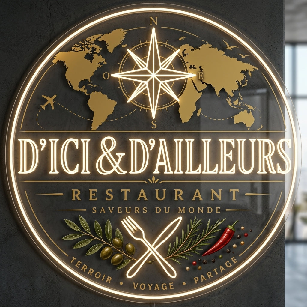 D'ICI & D'AILLEURS - Enseigne néon LED personnalisé · Waterproof