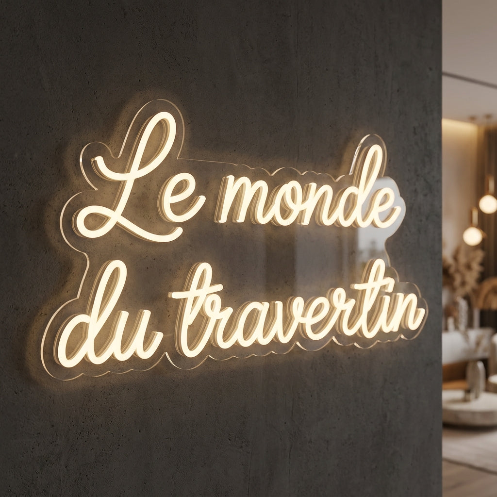 Le monde du travertin - Enseigne néon LED personnalisé
