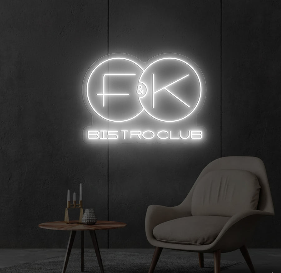 Enseigne LED Néon Personnalisée F&K Bistroclub