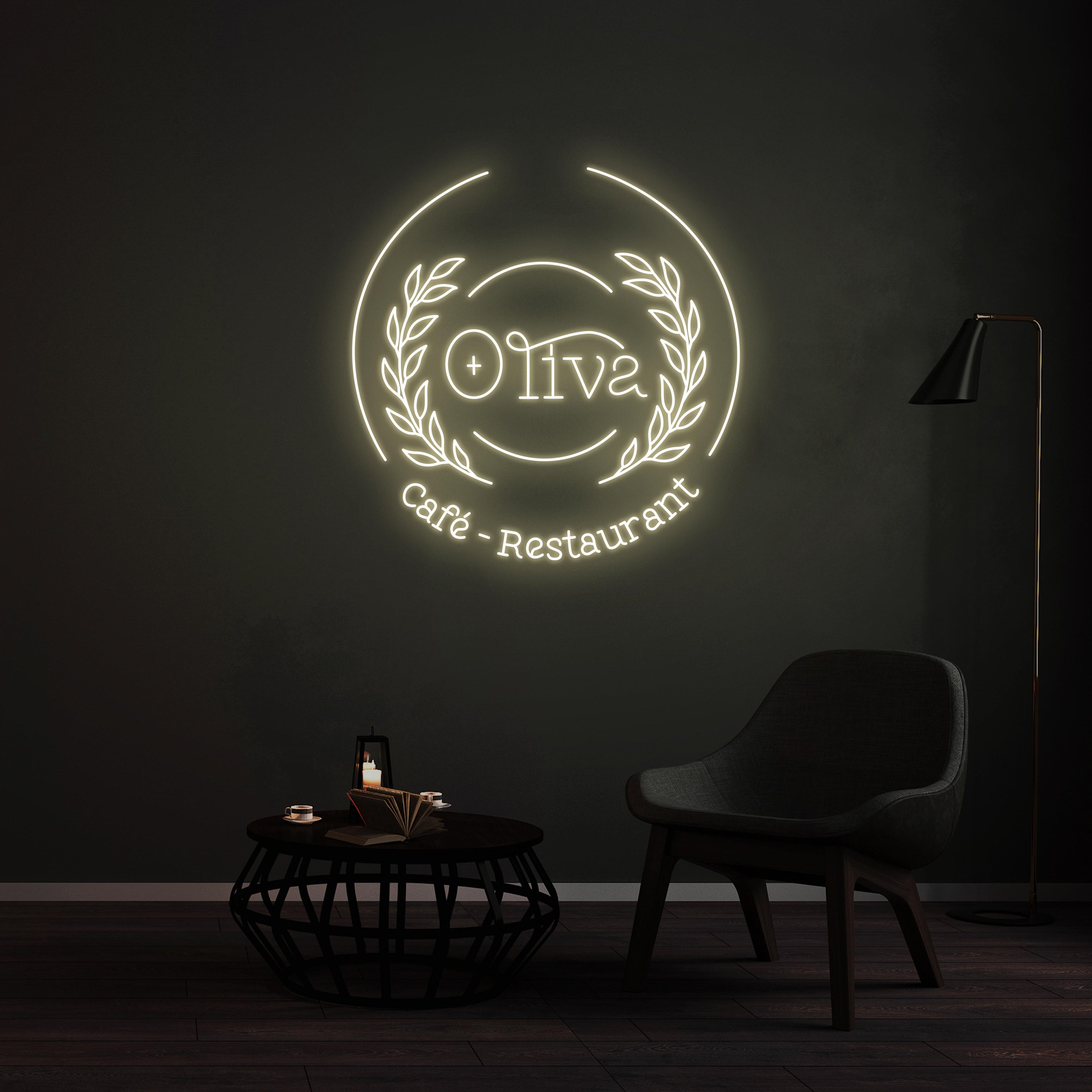 Personnalisation Enseigne LED Néon - Oliva Café - Restaurant