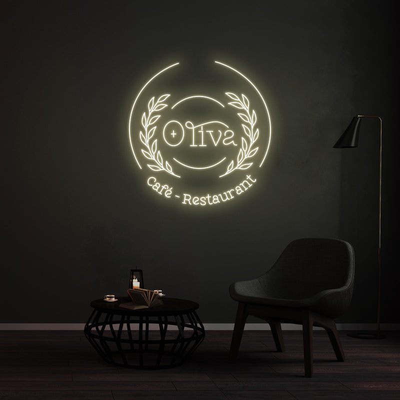 Personnalisation Enseigne LED Néon - Oliva Café - Restaurant