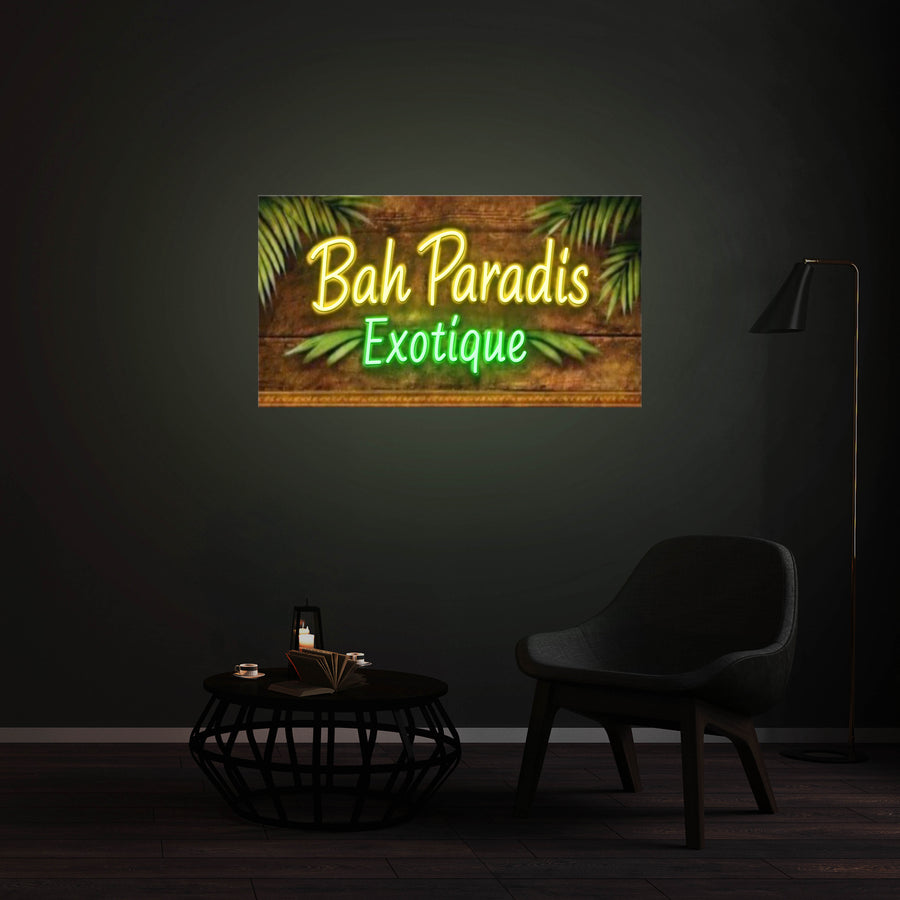 Personnalisation Enseigne LED Néon -Bah Paradis Exotique