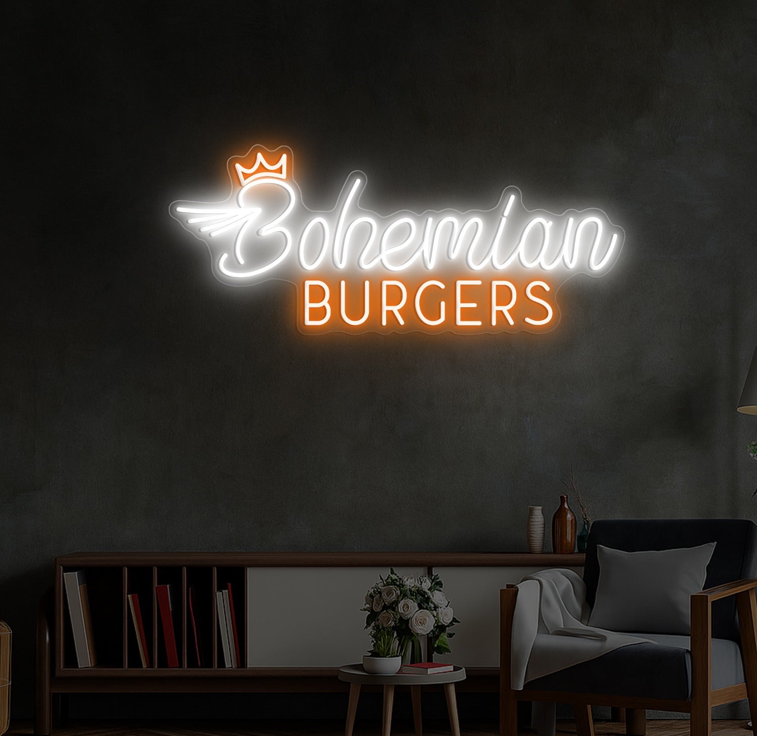 Enseigne LED Néon Personnalisée Bohemian Burgers