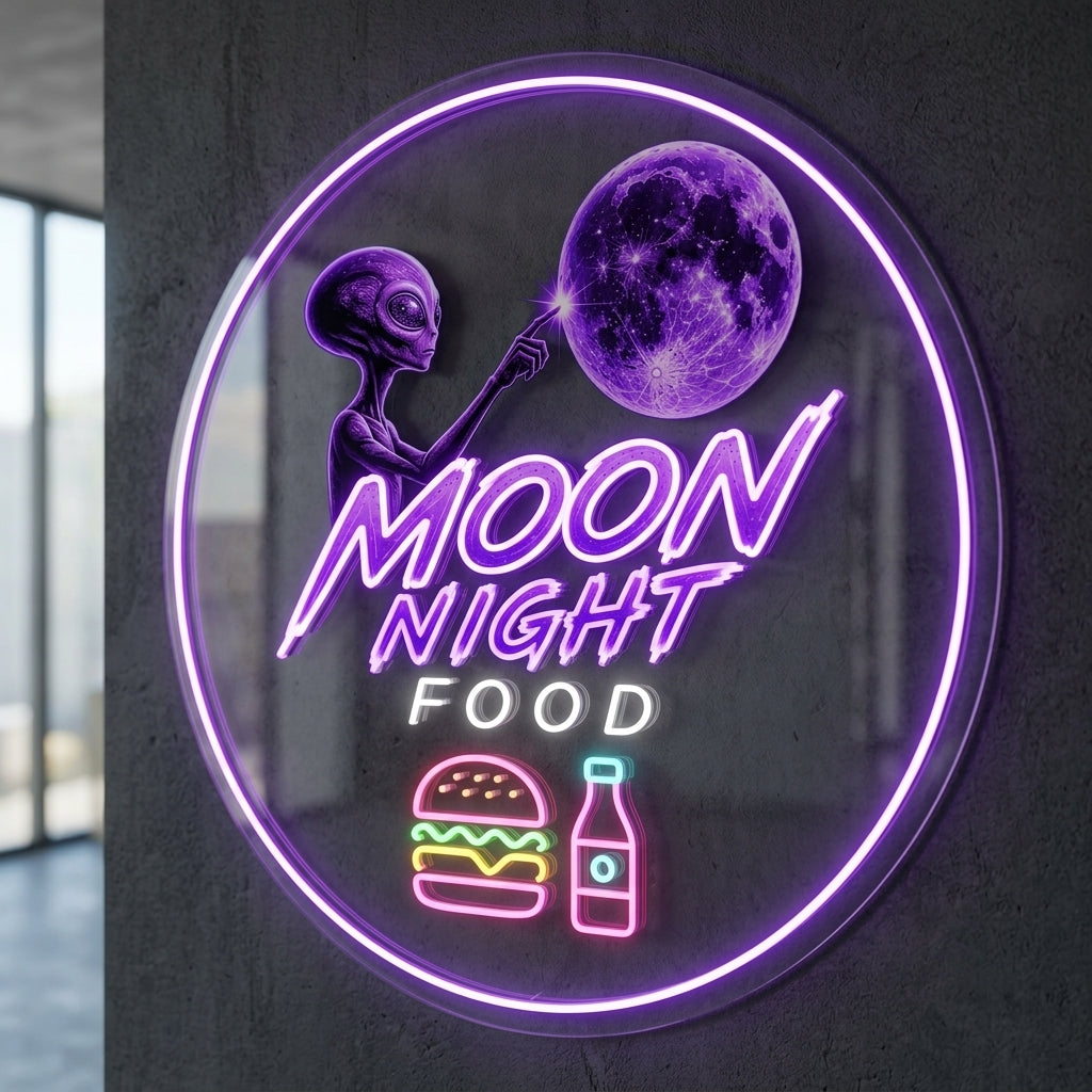 Moon night food - Enseigne néon LED personnalisé