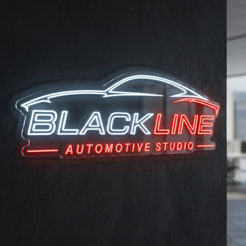 BlackLine Automotive Studio - Enseigne néon LED personnalisé