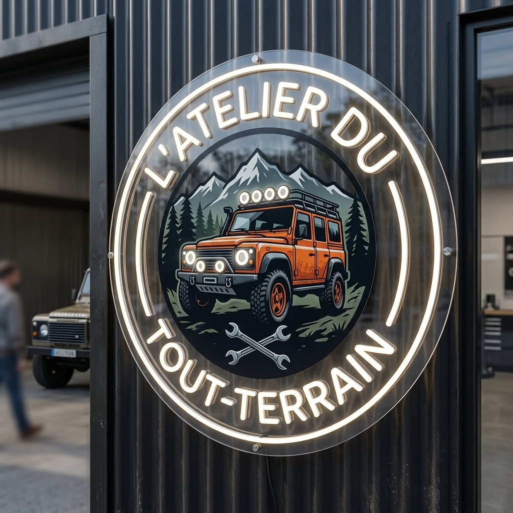L’atelier du tout terrain - Enseigne néon LED personnalisé · Waterproof