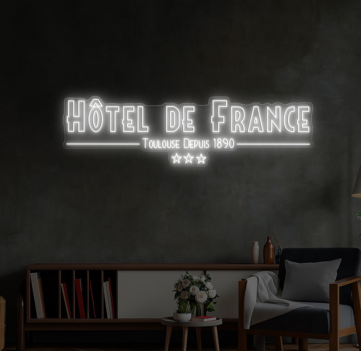 Enseigne LED Néon Personnalisée Hôtel de France