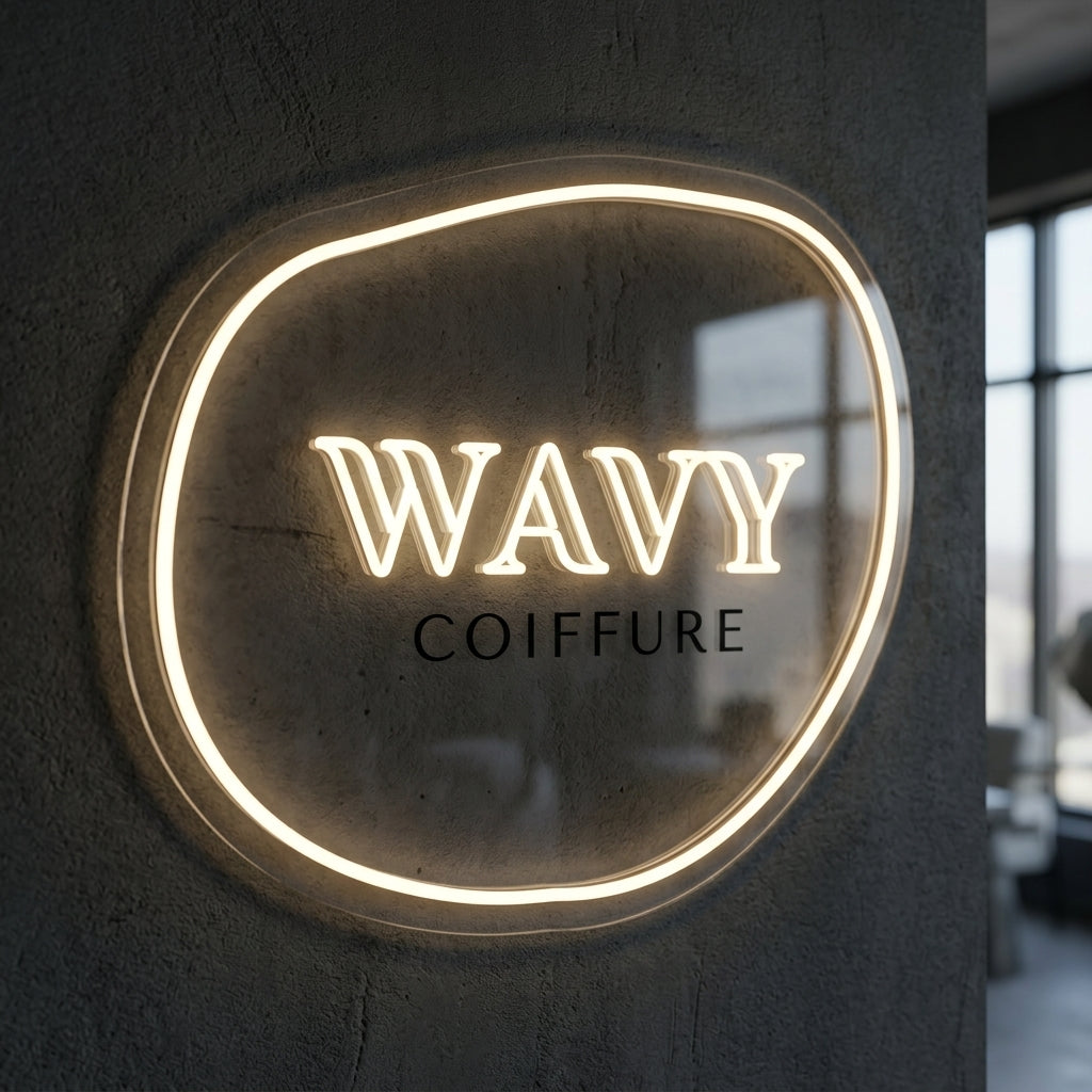 Wavy coiffure - Enseigne néon LED personnalisé