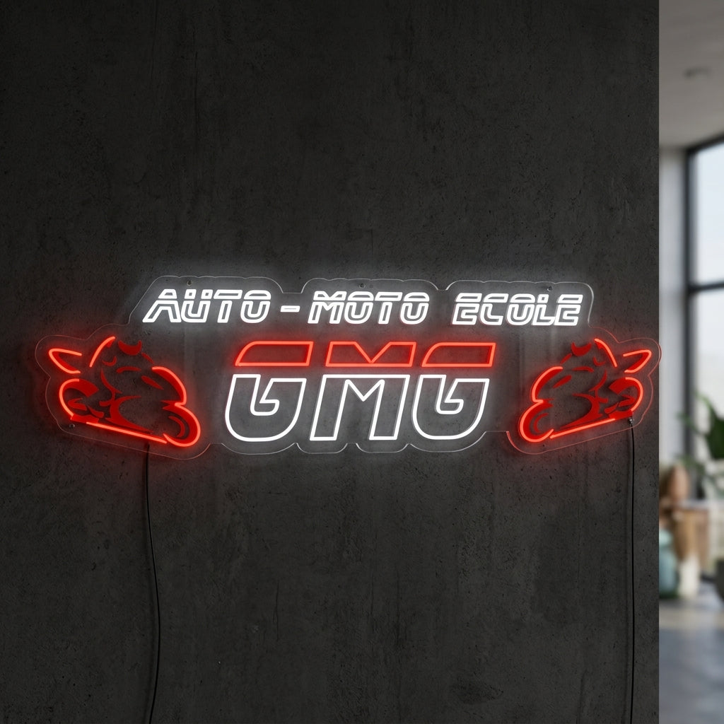 Auto ecole GMG - Enseigne néon LED personnalisé