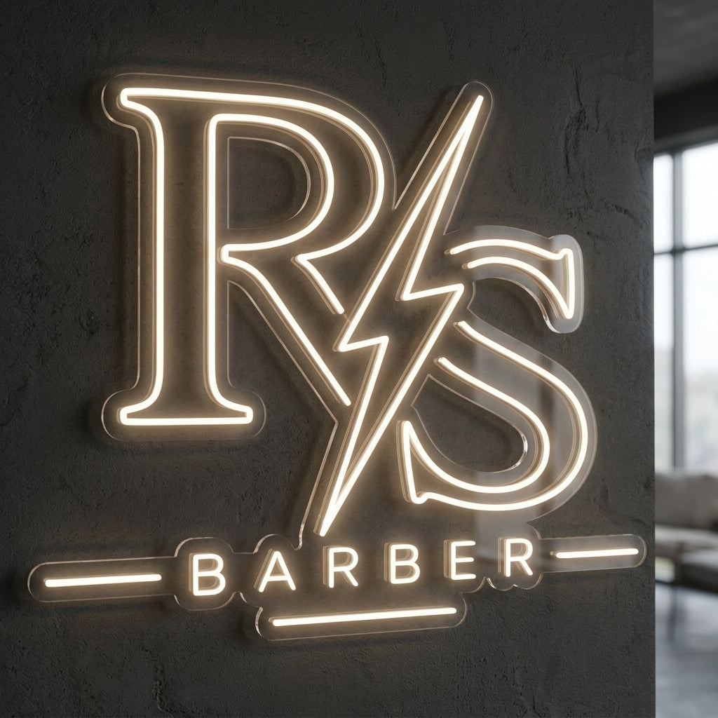 RS BARBER - Enseigne néon LED personnalisé