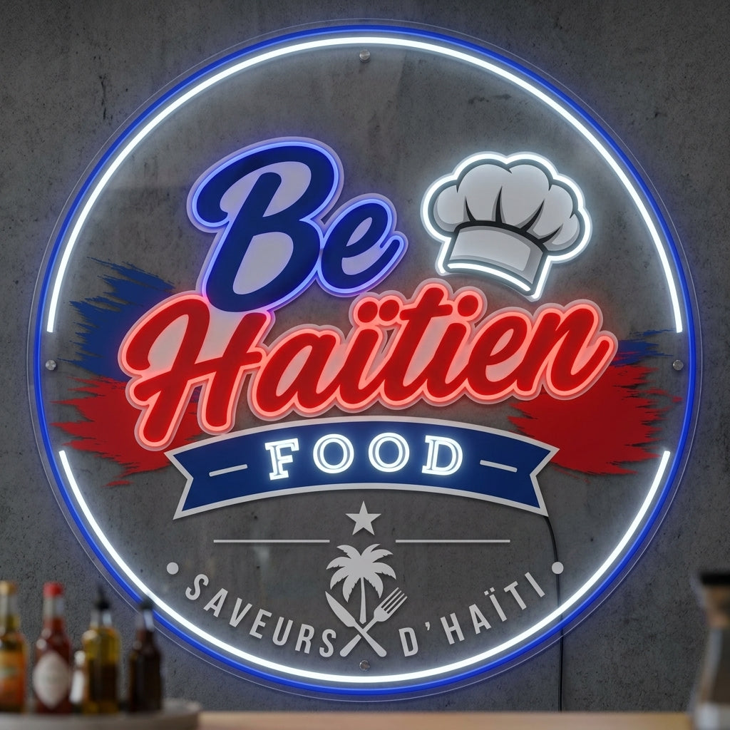 Be Haitien food - Enseigne néon LED personnalisé