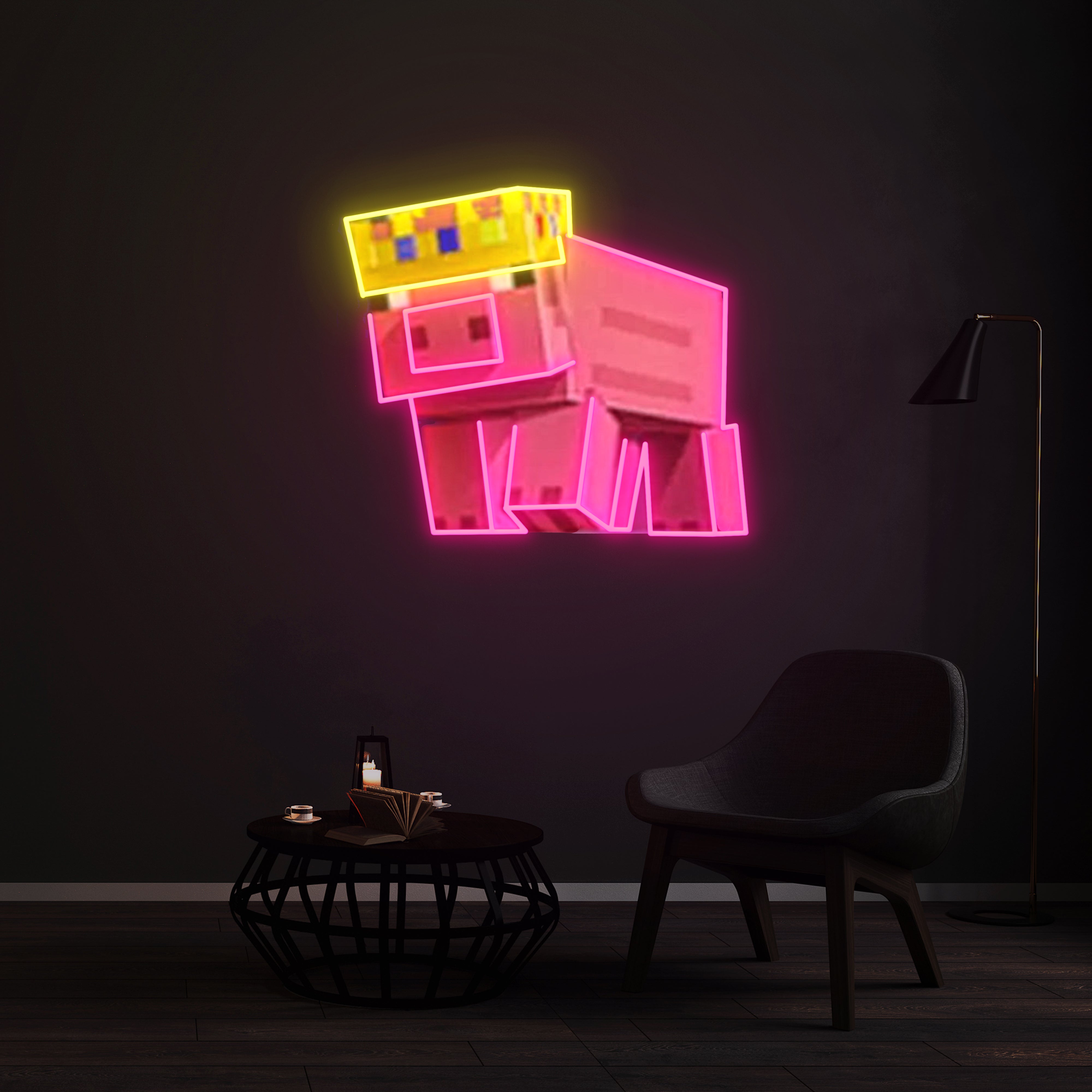 Néon Minecraft pig