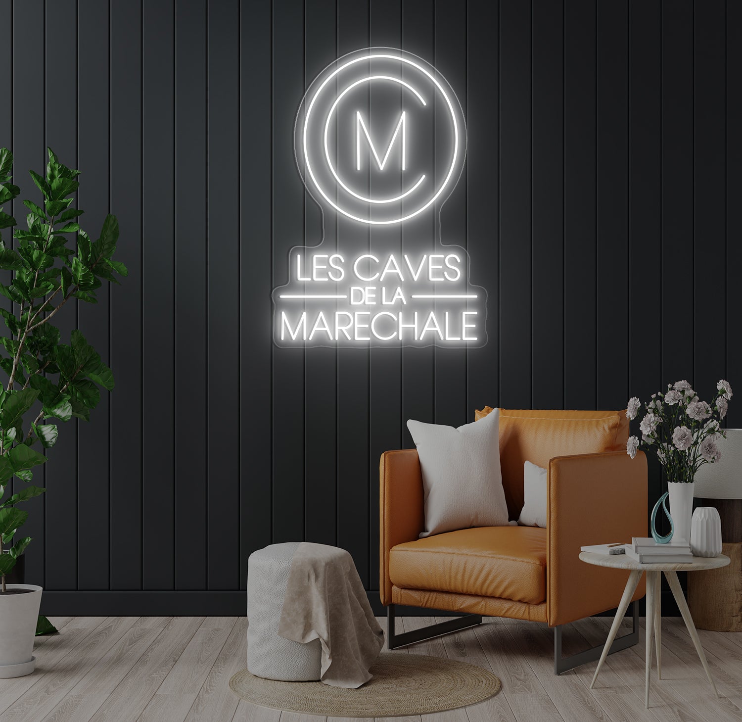 Enseigne LED Néon Personnalisée Les Caves de la Maréchale