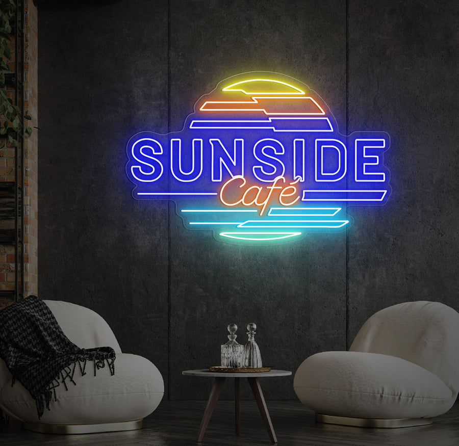 Enseigne LED Néon Personnalisée Sunside Café
