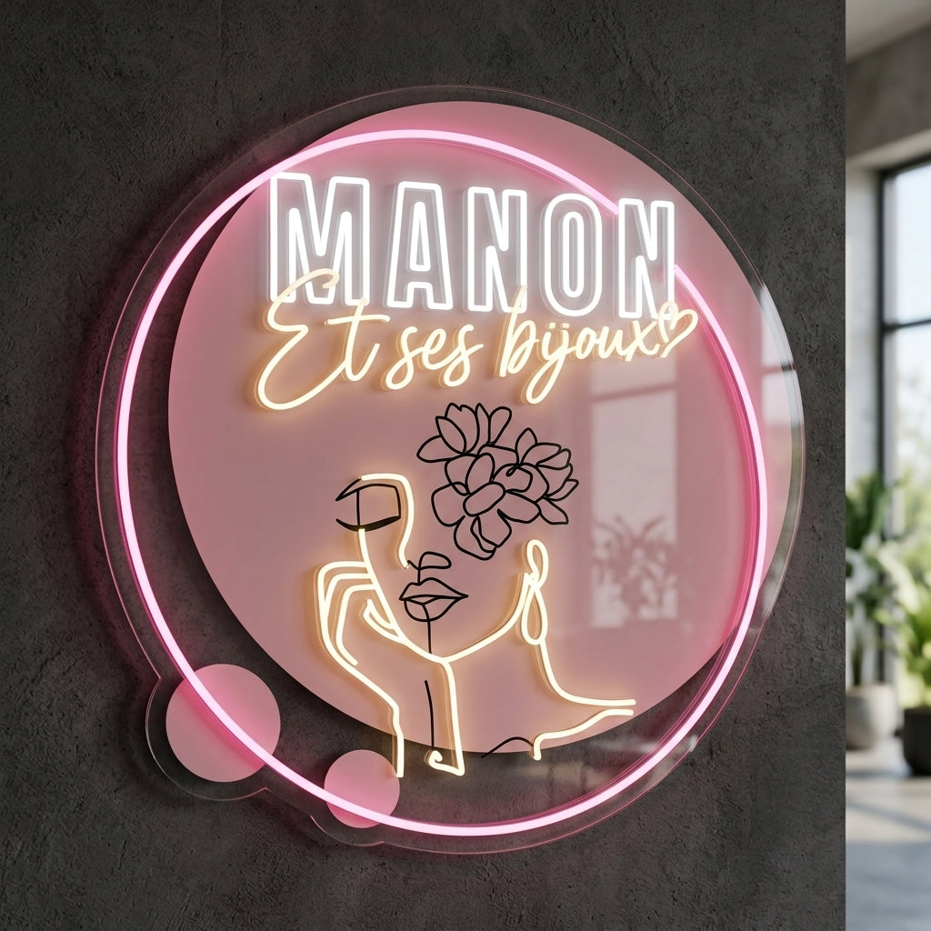 Manon et ses bijoux - Enseigne néon LED personnalisé
