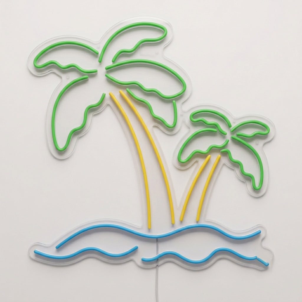 Enseigne néon LED PALM TREES — motif nature, fabriquée sur-mesure par Lumicorne (vue 2)
