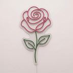 Enseigne néon LED ROSE — motif nature, fabriquée sur-mesure par Lumicorne (vue 2)