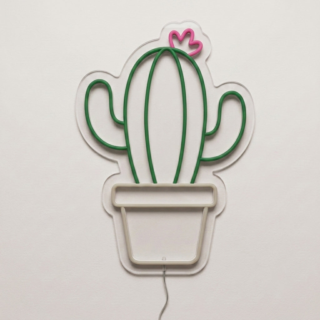 Enseigne néon LED CACTUS — motif nature, fabriquée sur-mesure par Lumicorne (vue 2)