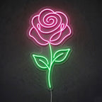 Enseigne néon LED ROSE — motif nature, fabriquée sur-mesure par Lumicorne