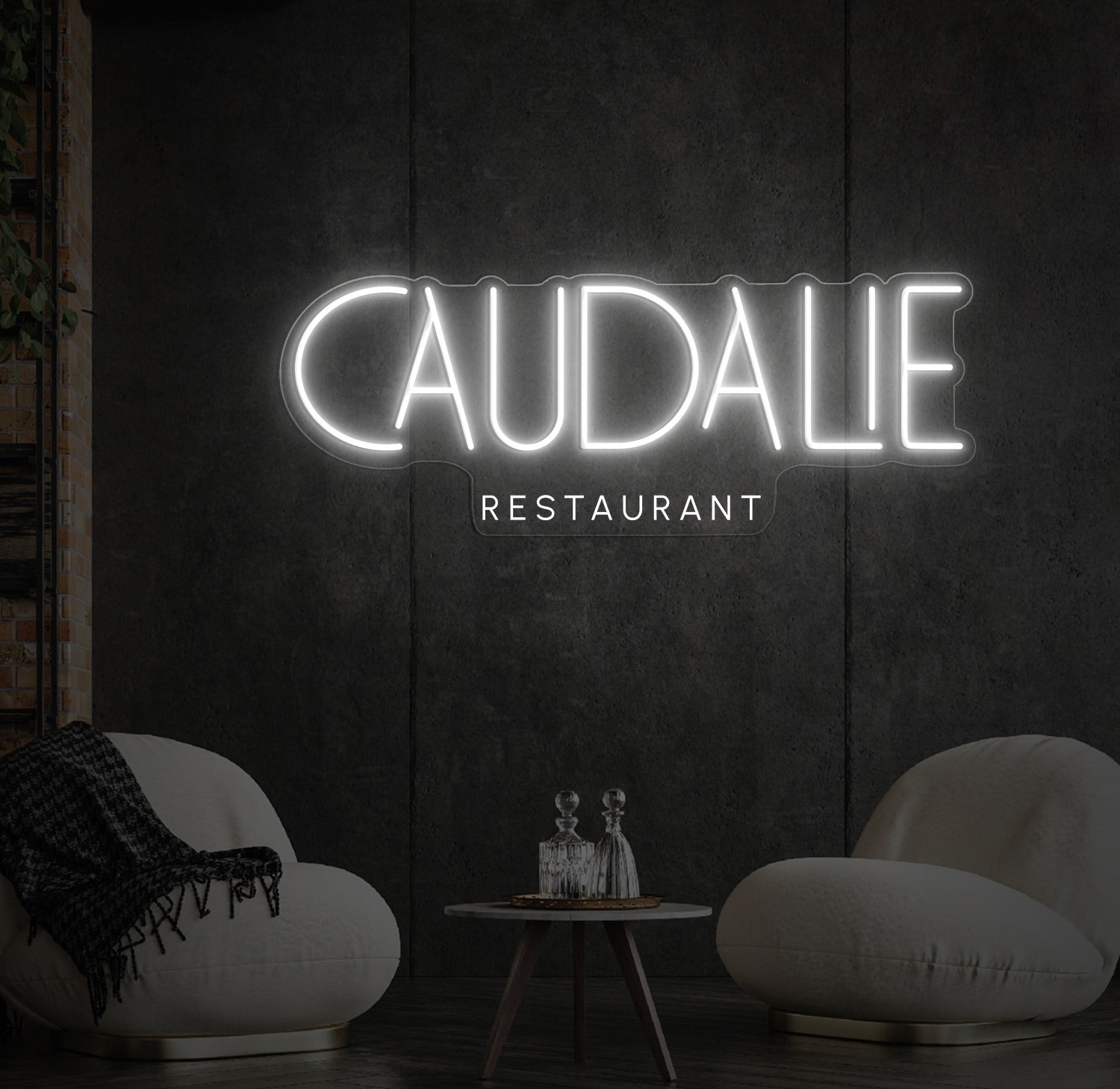 Enseigne LED Néon Personnalisée Restaurant Caudalie Liège