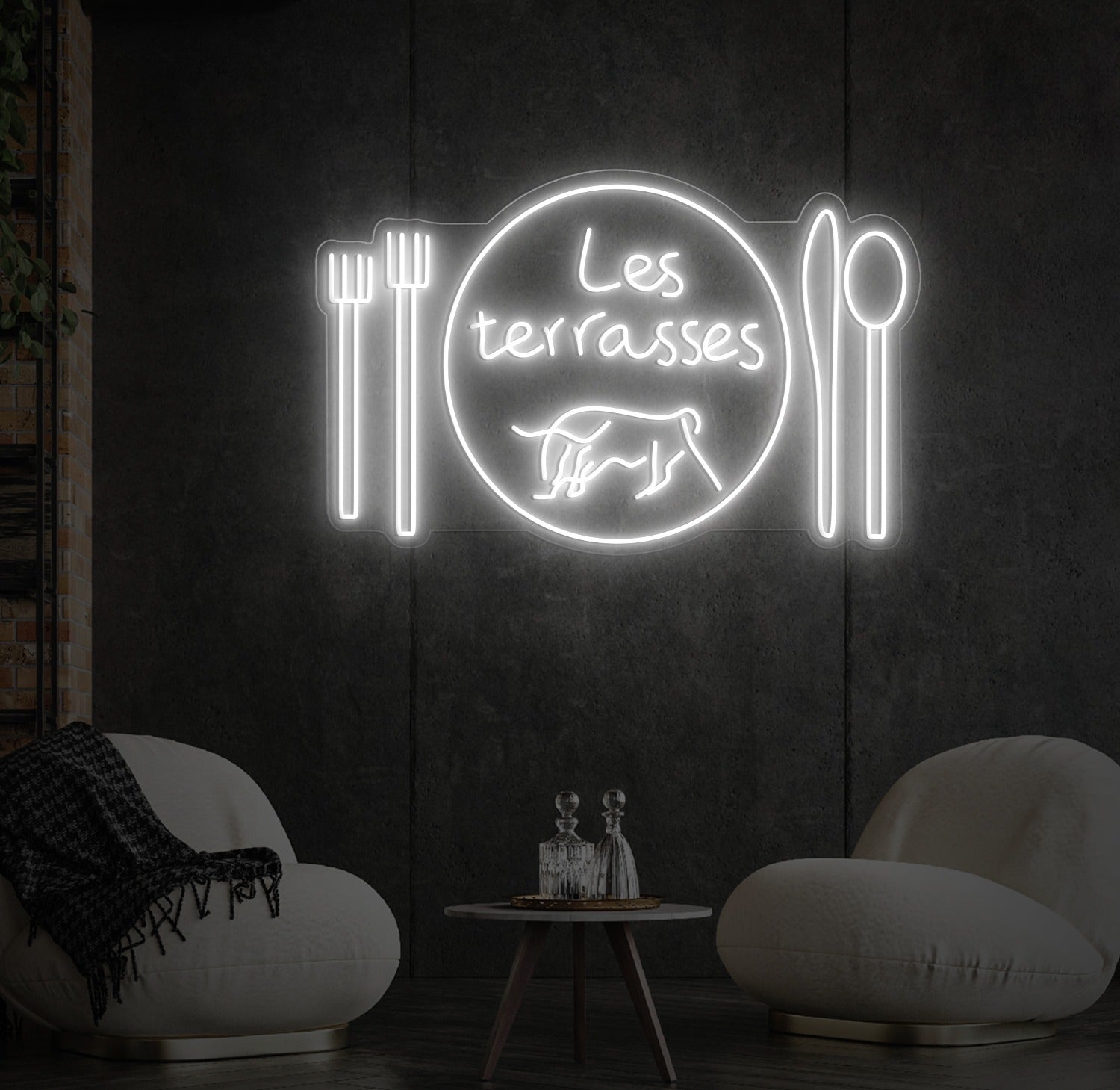 Enseigne LED Néon Personnalisée Les Terrasses Brasserie