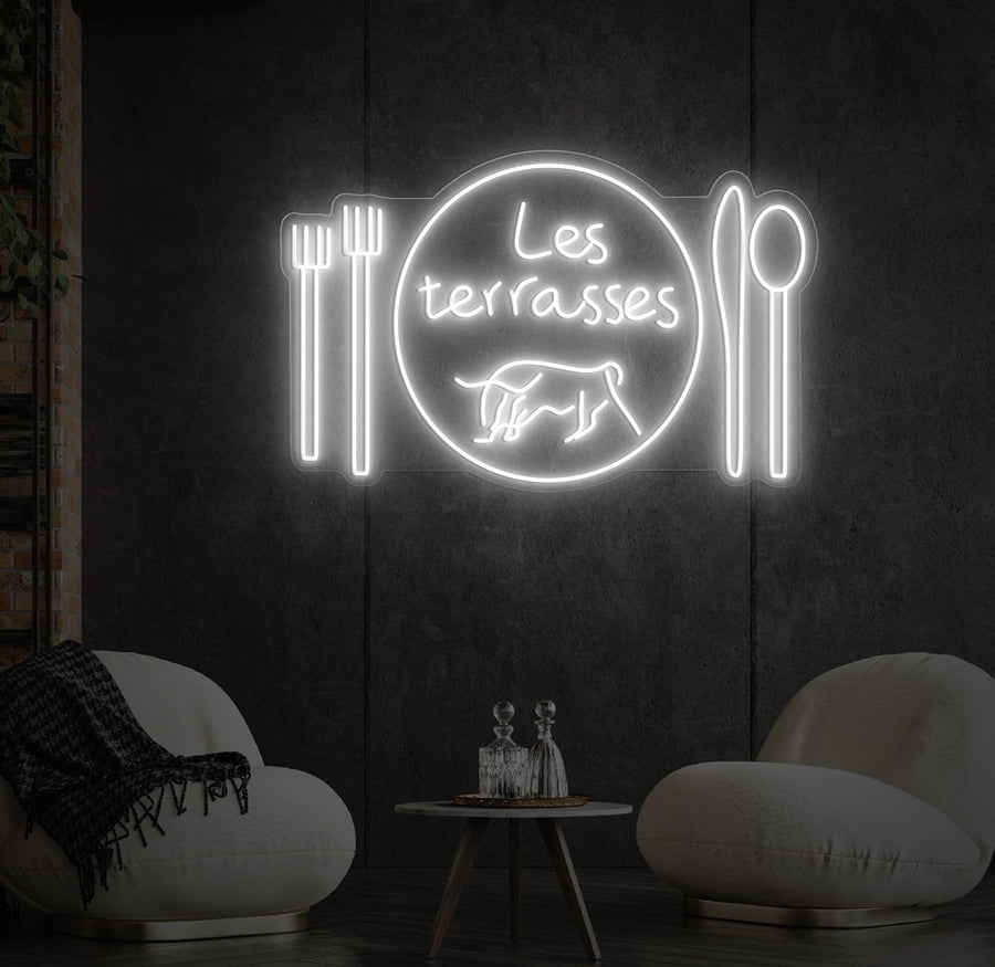 Enseigne LED Néon Personnalisée Les Terrasses Brasserie