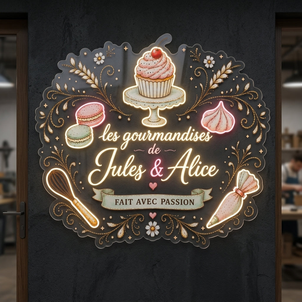 Les Gourmandises de Jules et Alice - Enseigne néon LED personnalisé