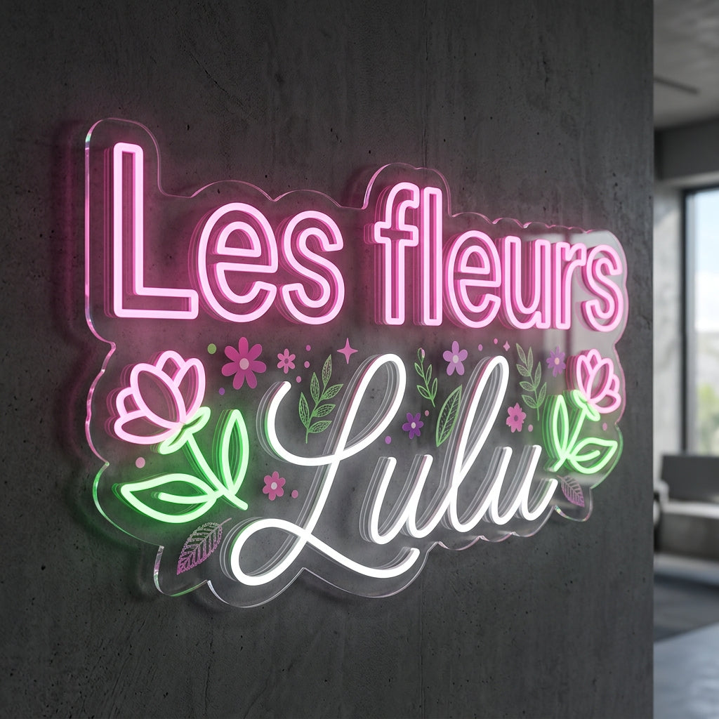 Les fleurs de Lulu - Enseigne néon LED personnalisé